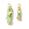 2Pcs Electroplated Natural Quartz Crystal Dyed Copper Wire Wrapped Pendants PALLOY-JF03172-01-1