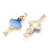 Printed Light Gold Tone Alloy Pendants ENAM-N056-207G-1