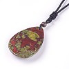 Adjustable Natural Indian Blood Stone Pendant Necklaces NJEW-A125-D02-3