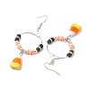 Halloween Candy Corn Handmade Lampwork & Polymer Clay Dangle Earrings for Women EJEW-JE05893-01-4