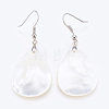 White Shell Dangle Earrings EJEW-P148-11-1