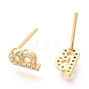 Brass Micro Pave Clear Cubic Zirconia Stud Earrings EJEW-O103-15G-2