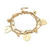 Padlock and Round Ball Charm Multi-strand Bracelet BJEW-G639-19G-1