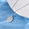925 Sterling Silver Oval with Engraved Rose Flower Pendant Necklaces for Women NJEW-D316-03P-3