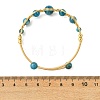 Herringbone Wire-Wrapped Natural Mixed Gemstone Brass Cuff Bangles BJEW-JB14039-5