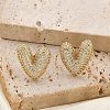 Brass Micro Pave Clear Cubic Zirconia Stud Earrings for Women EJEW-F352-06G-1