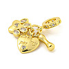 Rack Plating Brass Micro Pave Cubic Zirconia European Dangle Charms KK-P270-02C-G-2