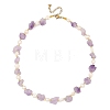 Raw Natural Amethyst Nuggets & Potato Natural Pearl Beaded Necklaces for Women NJEW-JN06480-3