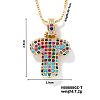 Brass Pave Colorful Cubic Zirconia Letter Pendant Box Chain Necklaces NU0575-20-1