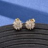 Brass Micro Pave Cubic Zirconia Stud Earrings for Women EJEW-F418-03G-1
