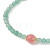Natural Green Aventurine & Cherry Quartz Glass Round Beaded Stretch Bracelets for Women BJEW-JB11927-02-3