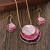 Three Flat Round Zinc Alloy Enamel Pendant Necklaces & Dangle Earrings Sets WGCF00E-03-1