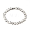 Clear Cubic Zirconia Oval Link Chain Bracelet BJEW-E073-04P-1