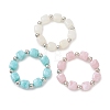 3Pcs Two Tone Acrylic & CCB Plastic Cuboid Beaded Stretch Bracelets for Women BJEW-JB13302-02-2