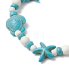 Starfish & Turtle Synthetic Turquoise Beads Stretch Bracelets for Women BJEW-JB11921-01-4