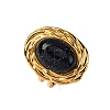 Oval Synthetic Blue Goldstone Finger Rings RJEW-M063-01G-15-2