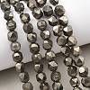 Natural Gold Pyrite/Golden Pyrite Beads Strands G-G458-I01-8mm-1