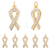 10Pcs Brass Micro Pave Clear Cubic Zirconia Pendants KK-BBC0004-12-1