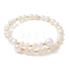 Natural Cultured Freshwater Pearl & Brass Beaded Bangles for Women BJEW-JB13342-1