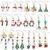 12 Pairs 12 Style Christmas Theme Alloy Dangle Earrings EJEW-SC0001-33-1