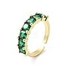 Green Cubic Zirconia Open Cuff Rings RJEW-G262-05G-3