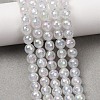 Electroplated Natural Agate Beads Strands G-B191-A07-6mm-01-1