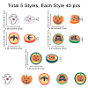 Halloween 200Pcs 5 Styles Handmade Polymer Clay Cabochons CLAY-SC0001-20-2