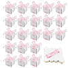 Square Paper Wedding Candy Storage Boxes with Ribbon LS-AJEW-WH0609-744B-1