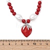 Strawberry Brass Micro Pave Clear Cubic Zirconia Red Enamel Pendant Necklaces for Women NJEW-G162-04P-5