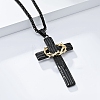 Two Tone 316L Surgical Stainless Steel Thorns Cross Pendant Necklaces FS-WG139DF-02-2