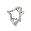 304 Stainless Steel Hollow Star Open Cuff Rings for Women RJEW-K258-07P-2