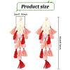 2 Pairs 2 Colors Polyester Tassel with Pompom Chandelier Earrings EJEW-AN0001-75-2