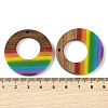 Pride Rainbow Theme Resin & Walnut Wood Pendants WOOD-K012-04-3