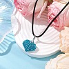 3D Heart Glass Seed Beads Pendant Necklaces NJEW-MZ00046-01-2