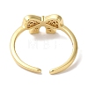 Bowknot Brass Micro Pave Clear Cubic Zirconia Open Cuff Rings for Women RJEW-C098-09G-3