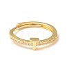 Clear Cubic Zirconia Initial Letter Adjustable Ring RJEW-C052-01G-T-2