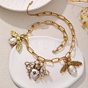 Alloy Crystal Rhinestone Bees Pendant Bib Pendant Necklaces with Imitation Pearl FS-WGD3FB1-01-1