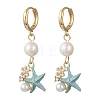 Natural Cultured Freshwater Pearl & Brass Enamel Hoop Dangle Earrings for Women EJEW-JE07268-03-3