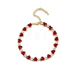 Brass Micro Pave Red Cubic Zirconia Link Chain Bracelets for Women BJEW-M047-02B-4