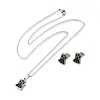 304 Stainless Steel Enamel Angel Stud Earrings & Pendant Necklace Set for Women SJEW-S002-01P-3