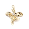 Brass Pave Clear Cubic Zirconia Connector Charms KK-Z061-04G-1