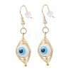 Round Lampwork Evil Eye Braided Dangle Earrings EJEW-JE04898-01-1