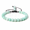 Natural Amazonite Round Bead Adjustable Braided Bracelets UO3136-21-1