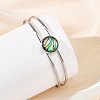 Non-Tarnish 304 Stainless Steel & Natural Paua Shell Cuff Bangles for Women BJEW-JB14122-01-5