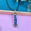 Zinc Alloy with Glass Hexagonal Bottle with Inner Natural Lapis Lazuli Chips Pendant Black PU Leather Cord Necklaces ZW0534-12-1