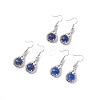 Natural Dyed Lapis Lazuli Teardrop Dangle Earrings with Crystal Rhinestone EJEW-A092-02P-10-1