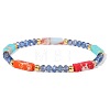 Dyed Synthetic Imperial Jasper Cuboid & Faceted Rondelle Dyed White Jade & Round Brass Beaded Stretch Bracelets QY8342-6-1