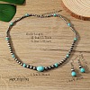 Synthetic Turquoise & CCB Plastic Round Beaded Necklaces & Dangle Earrings Sets WG1B28D-01-2