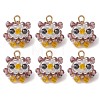 Faceted Round Natural Black Spinel and Glass Beaded Animal Pendants PALLOY-MZ01178-2