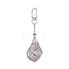 Stainless Steel Braided Chain Macrame Pouch Empty Stone Holder Pendant Decorations HJEW-JM02057-2